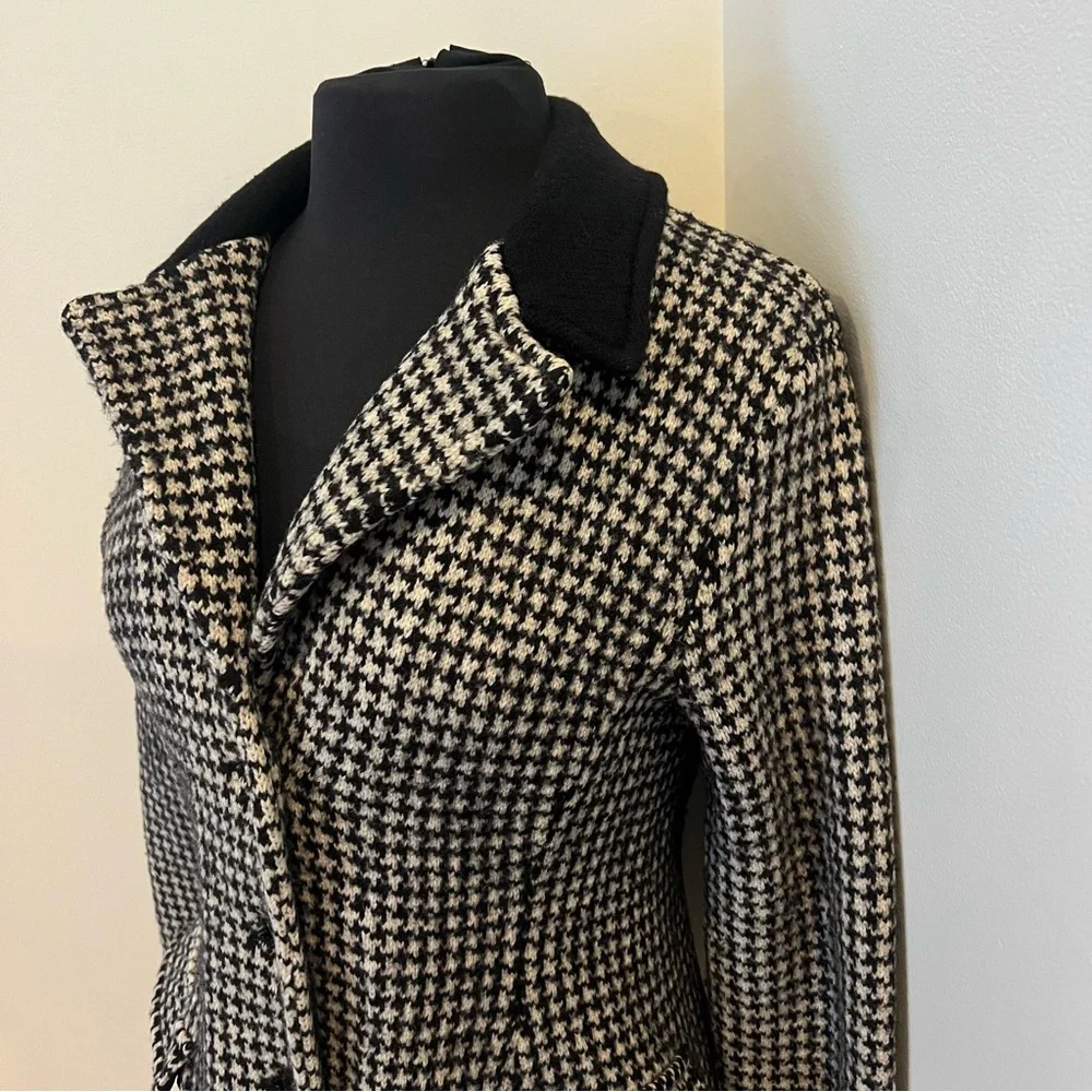 Lauren Ralph Lauren Houndstooth equestrian Wool Peacoat XL Fits S/M Black White - Picture 4 of 10
